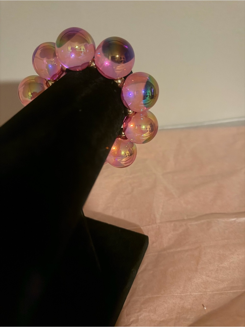 Iridescent Pink Bubble Bead Stretch Bracelet